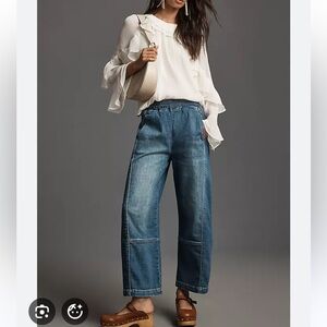 Pilcro Blue Wide-Leg Denim Pants